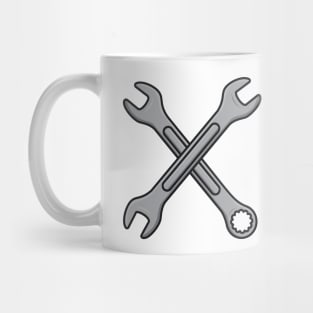 Wrench tool and Metric Spanner Wrench vector illustration. Mechanic working tools equipment objects icon concept. Wrench and Metric Spanner tool in cross sign vector design Mug